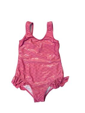 Flap Happy Pink Shimmer Mermaid Ruffle One-Piece Swimsuit